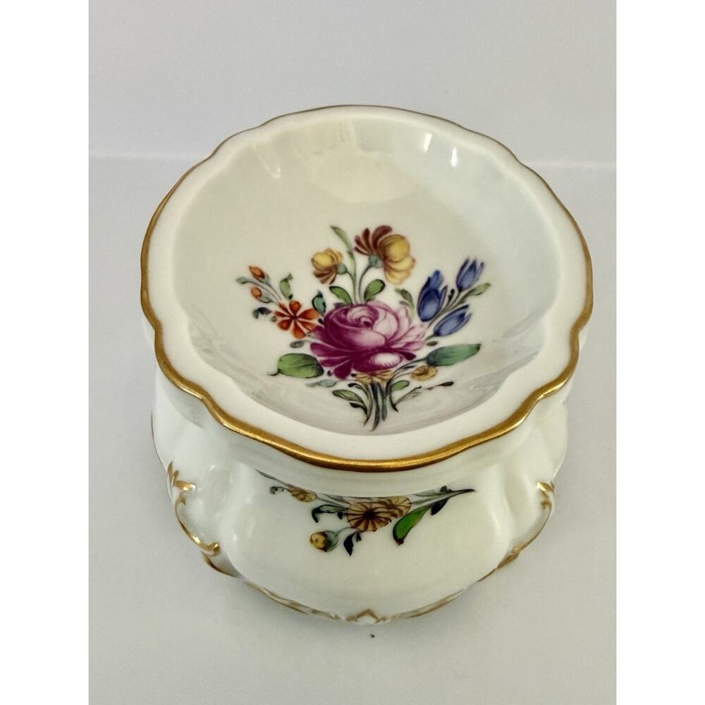 Antique Nymphenburg Porcelain Tray Trinket Jewelry Dish Vanity Gilt Art Germany